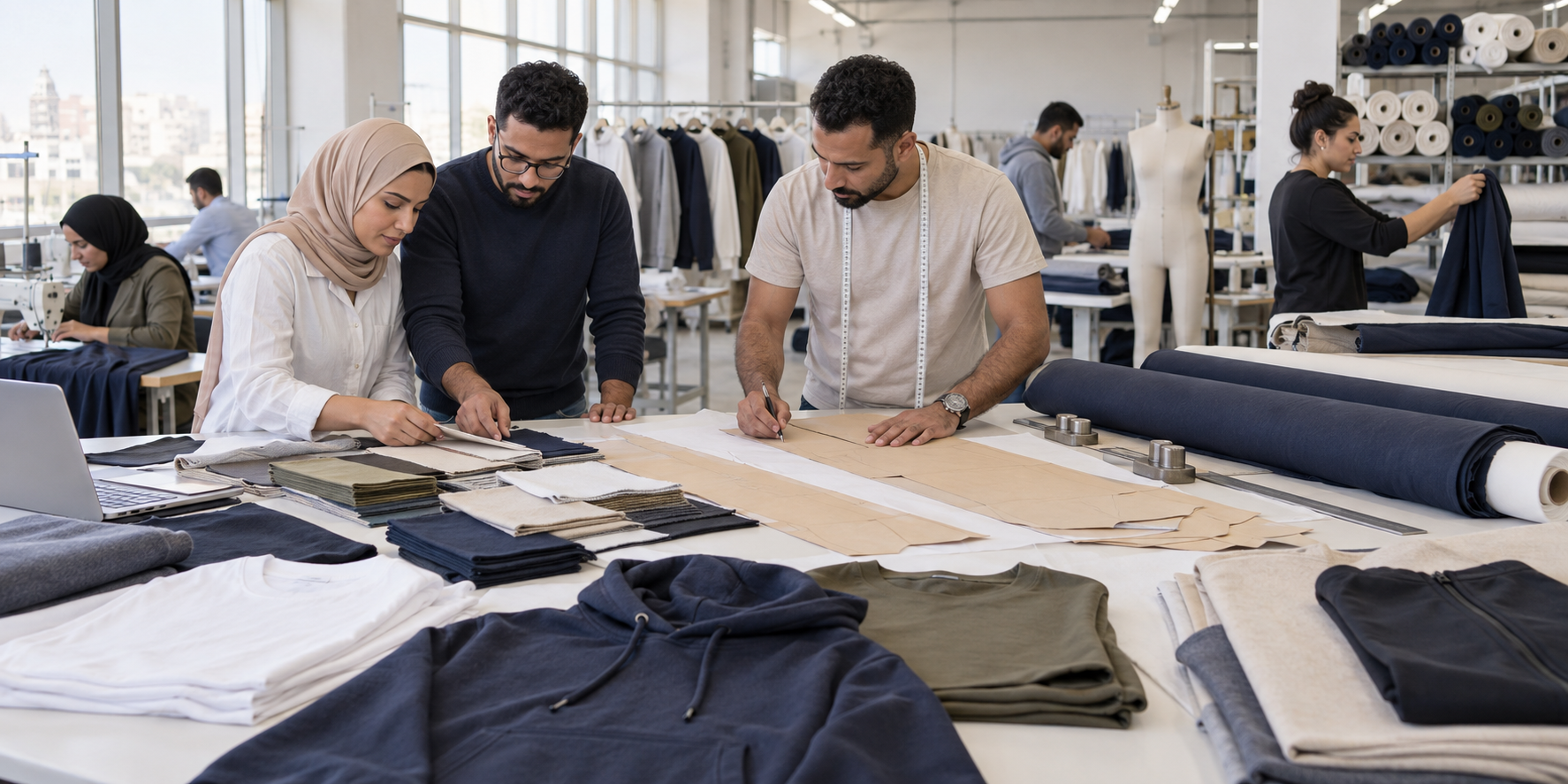 AI concept image of fabric selection and product development