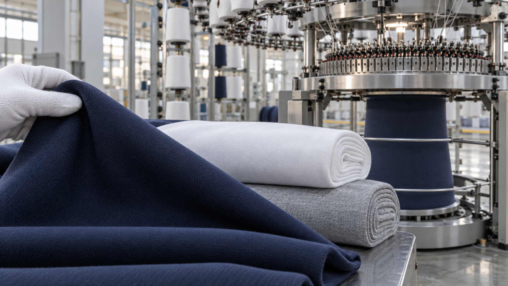 AI concept image of double-knit interlock fabric inspection